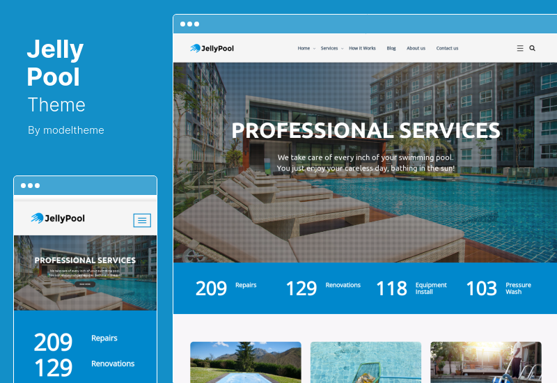 Thème JellyPool - Thème WordPress pour l'entretien et le nettoyage de la piscine