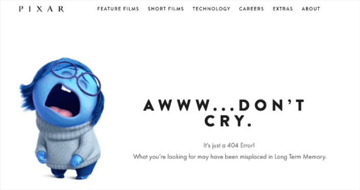 Pixar 404 sayfa tasarımı