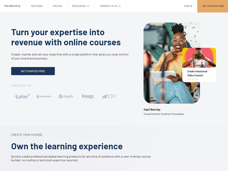 Thinkific: plataforma de cursos online