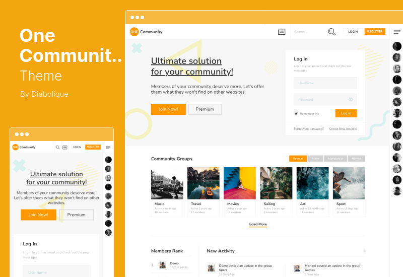 OneCommunity-Theme – BuddyPress-Mitgliedschafts-WordPress-Thema