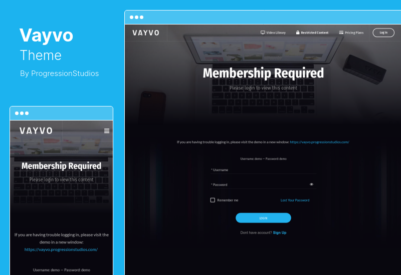 Vayvo-Thema – WordPress-Theme für Medien-Streaming und Mitgliedschaft