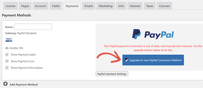 Atualize para o PayPal Commerce