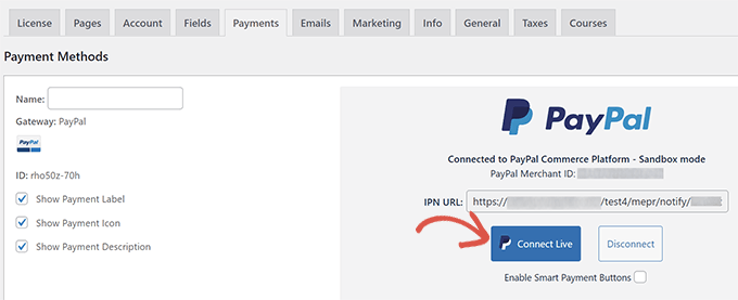 Conecte o MemberPress ao PayPal Commerce