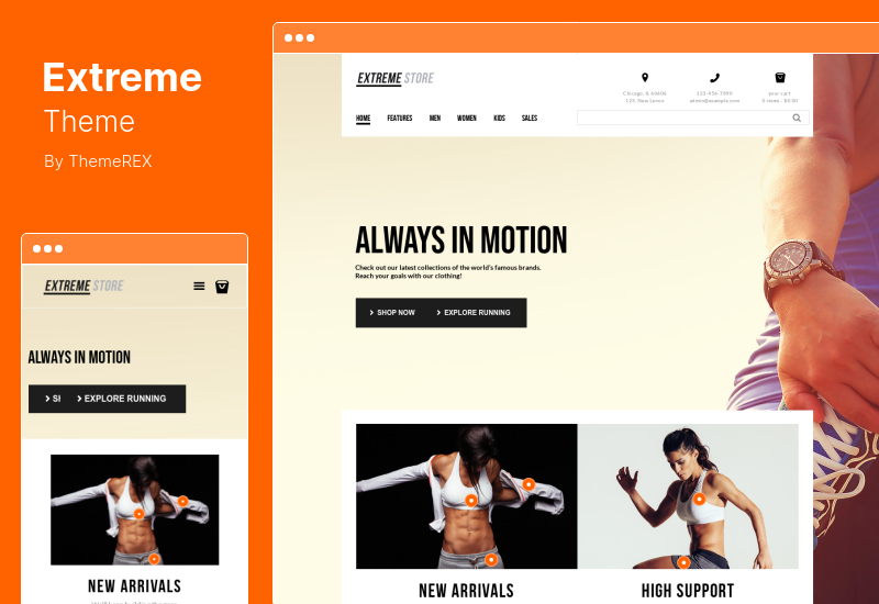 Extreme Tema - Spor Giyim ve Ekipman Mağazası WordPress Teması