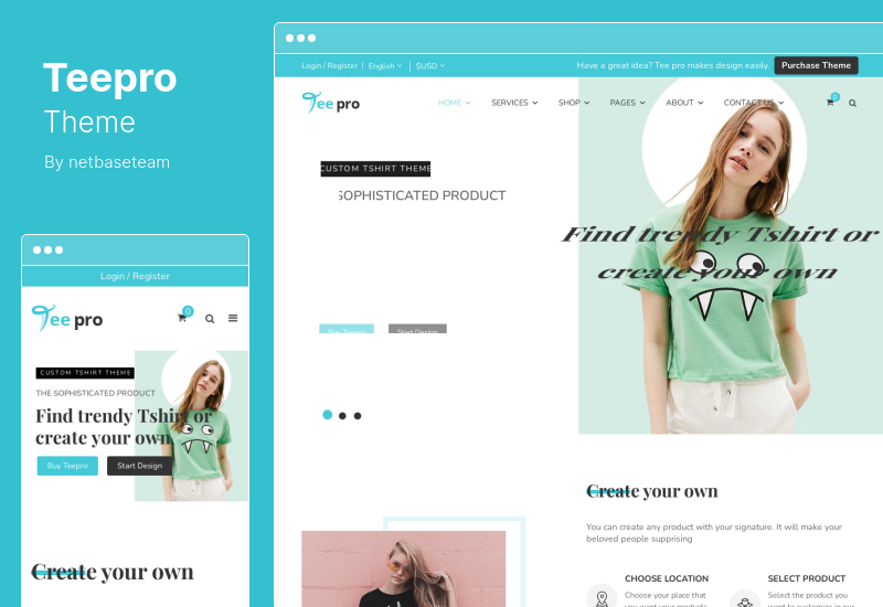 Teepro Theme - WooCommerce Özel T-Shirt Tasarımcısı WordPress Teması