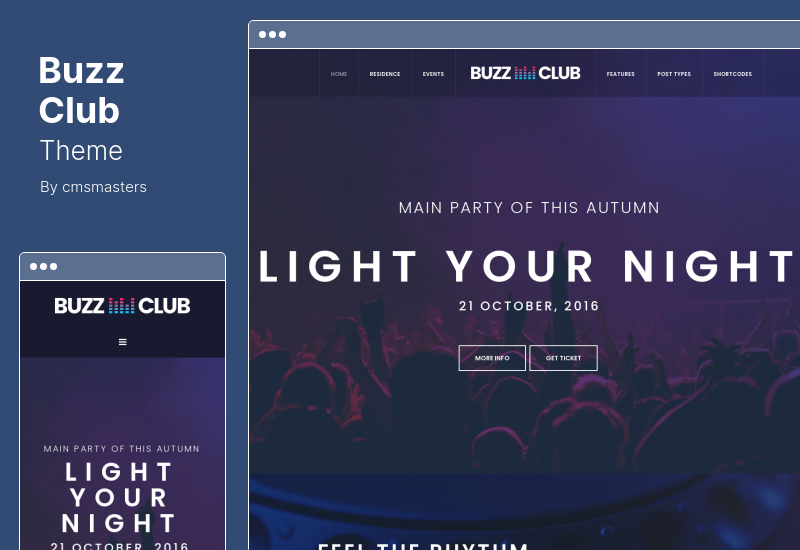 Buzz Club Teması - Gece Kulübü, DJ ve Müzik Festivali Etkinliği WordPress Teması