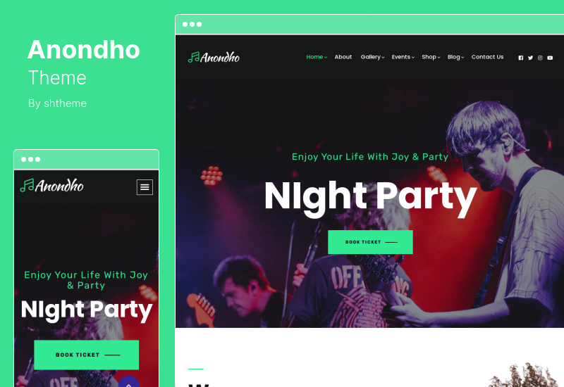 Anondho Teması - Gece Kulübü ve Etkinlik WordPress Teması
