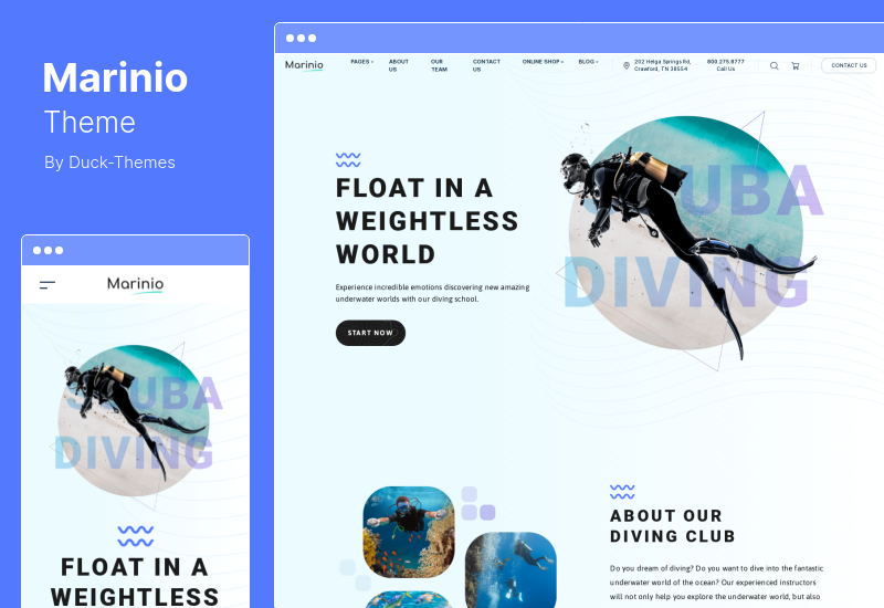 Marinio 主題 - 衝浪和水肺潛水 WordPress 主題