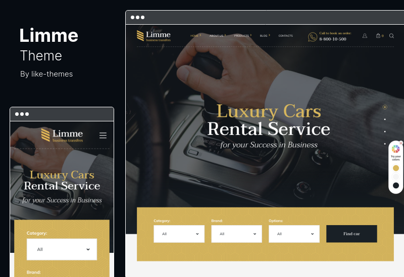 Thème Limme - Thème WordPress pour les transferts en limousine et les concessionnaires automobiles