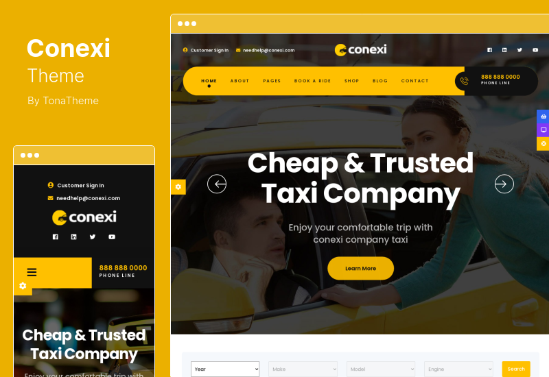 Thème Conexi - Thème WordPress du service de réservation de taxi