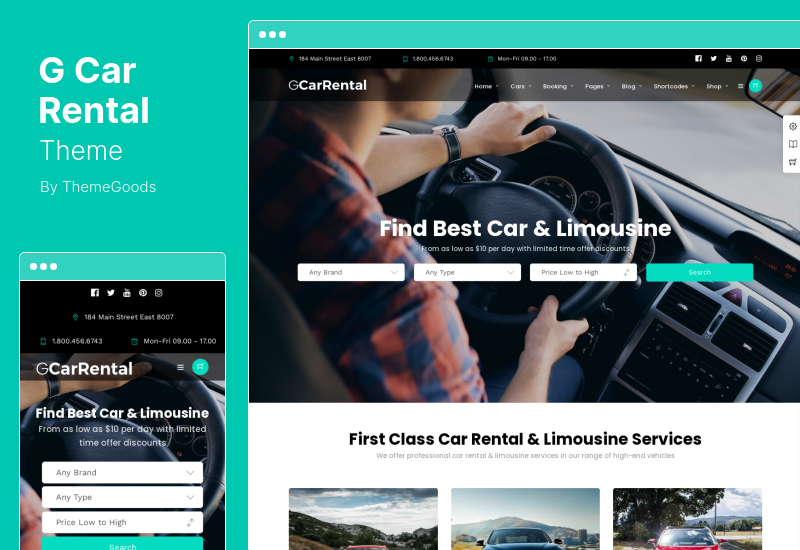 GCar Rental Theme - Thème WordPress pour location de voitures et limousines