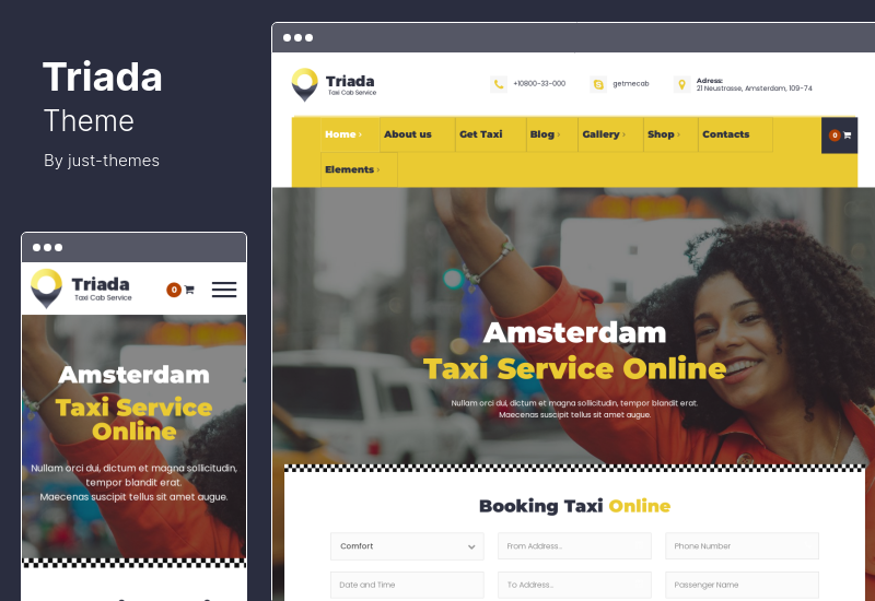 Thème Triada - Thème WordPress pour entreprise de service de taxi