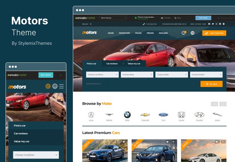 Thème Motors - Thème WordPress pour concessionnaire automobile, location et annonce