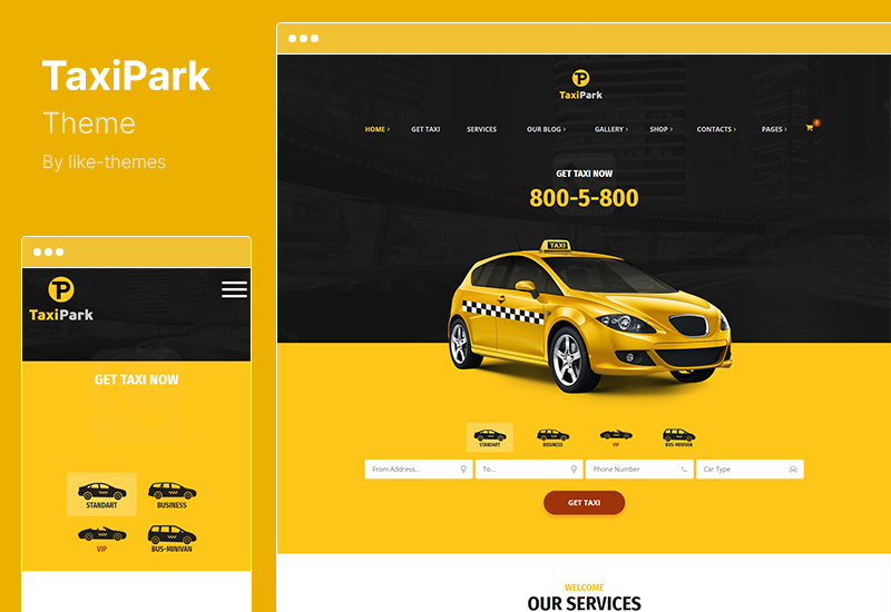 Thème TaxiPark - Thème WordPress pour entreprise de service de taxi