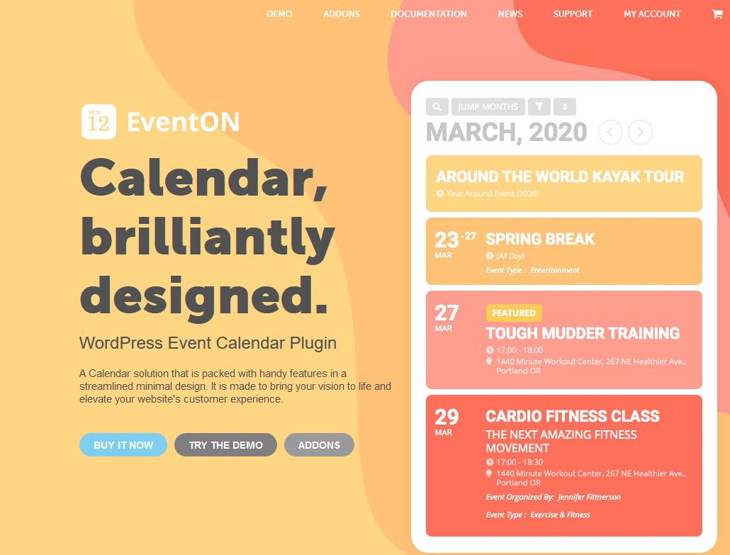 eventon 2022'de wordpress için en iyi etkinlik takvimi eklentisi