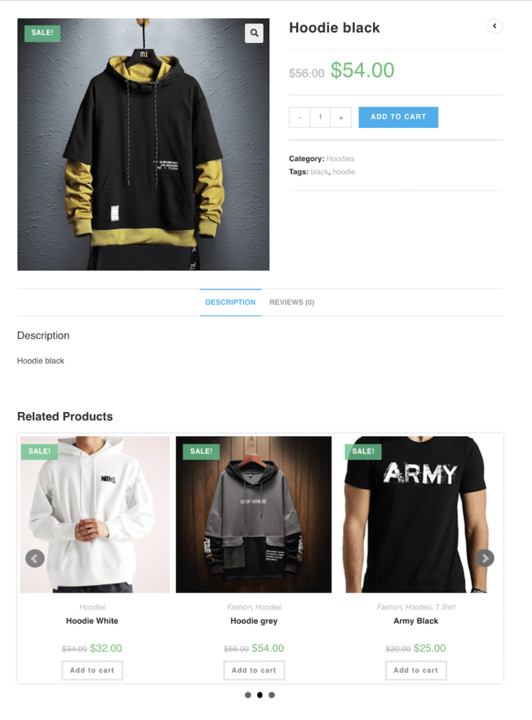 recommandations de produits dans la page produit WooCommerce