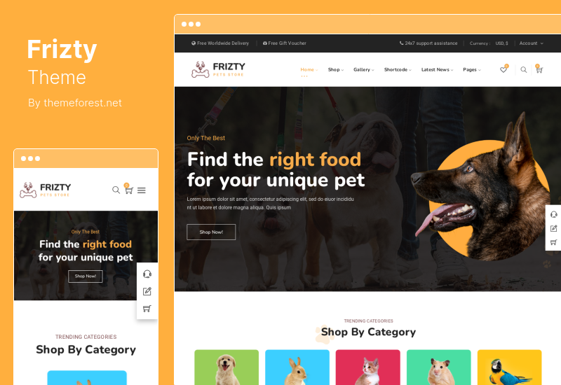 Frizty Theme - Tema de WooCommerce para tienda de mascotas