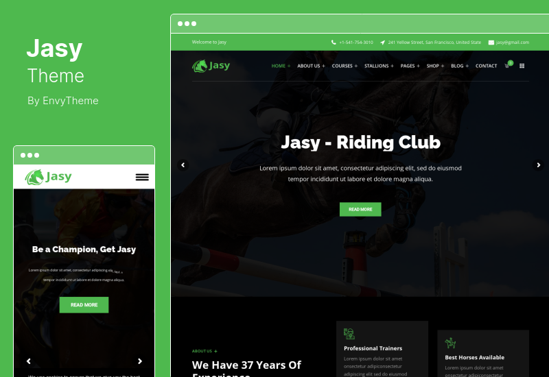 Tema Jasy - Tema de WordPress para caballos y establos