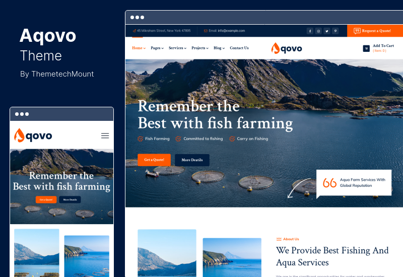 Tema Aqovo - Tema de WordPress para servicios de pesca y granjas acuáticas