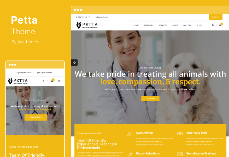 Tema Petta - Tema premium de WordPress para el cuidado de mascotas