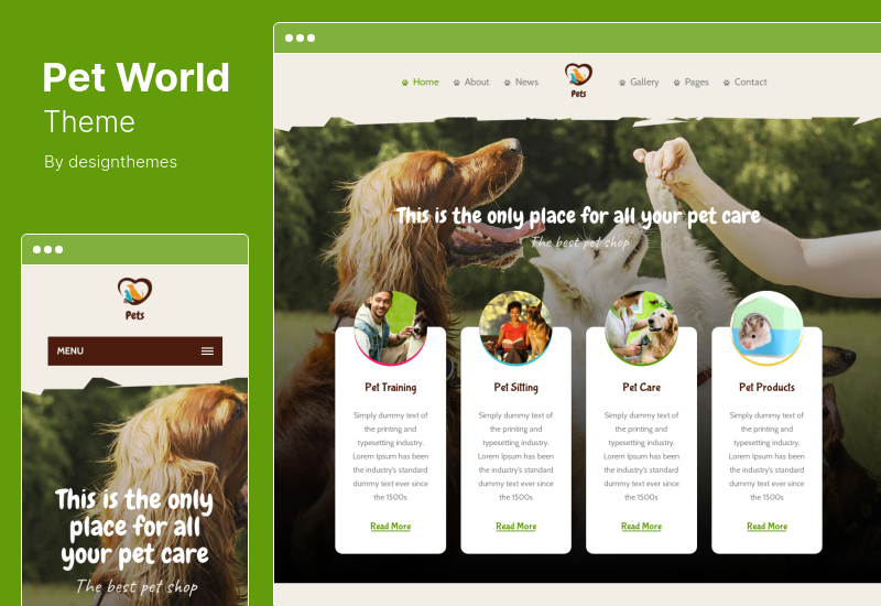 Tema Pet World - Tema de WordPress para cuidado de perros y tienda de mascotas