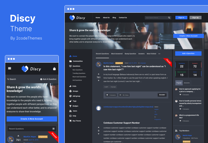 Thème Discy - Thème WordPress pour questions et réponses sociales