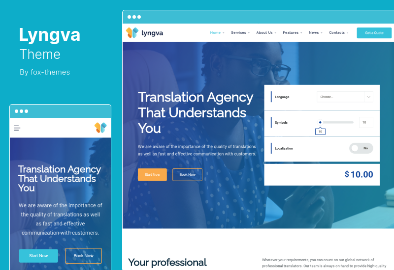 Lyngva-Thema – WordPress-Theme für Übersetzungsagenturen