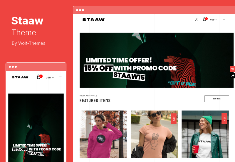 Staaw 테마 - 주문형 인쇄 WooCommerce 테마