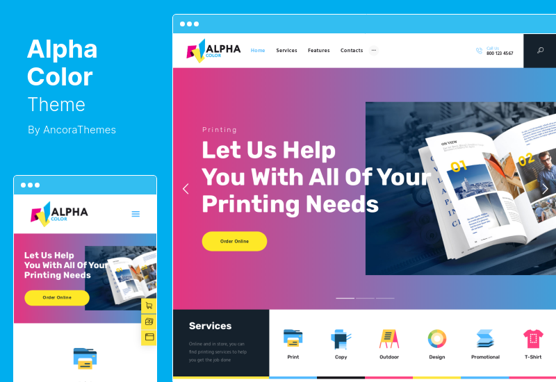 AlphaColor 테마 - 유형 디자인 에이전시 및 3D 인쇄 서비스 WordPress 테마