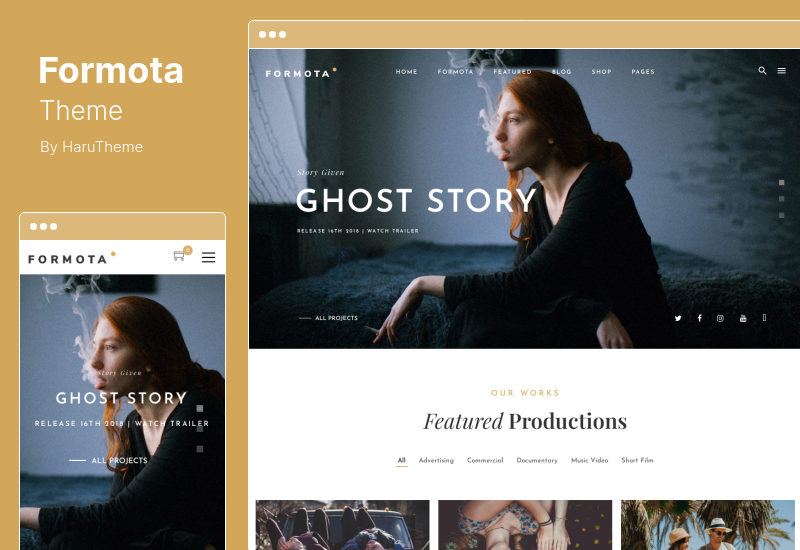 Formota 테마 - 영화 스튜디오 및 영화 제작자 WordPress 테마