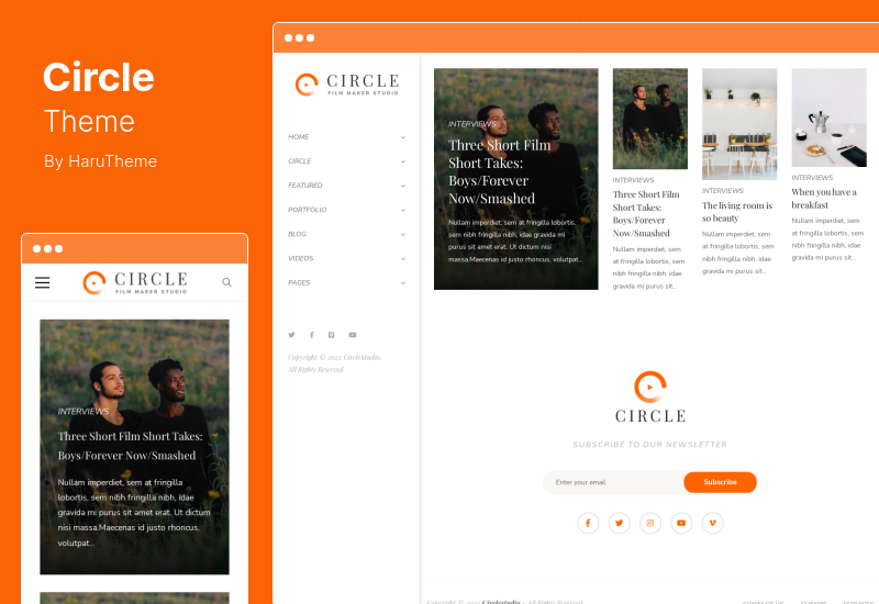 서클 테마 - 영화 제작자 및 영화 스튜디오 WordPress 테마