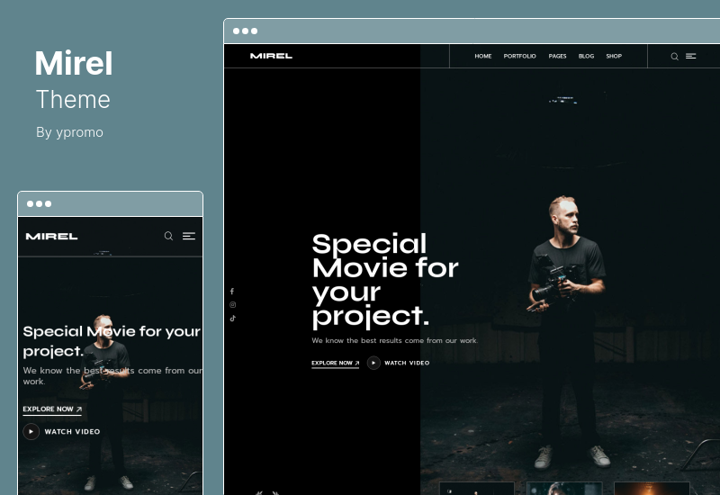 Mirel 테마 - 영화 스튜디오 및 영화 제작자 WordPress 테마