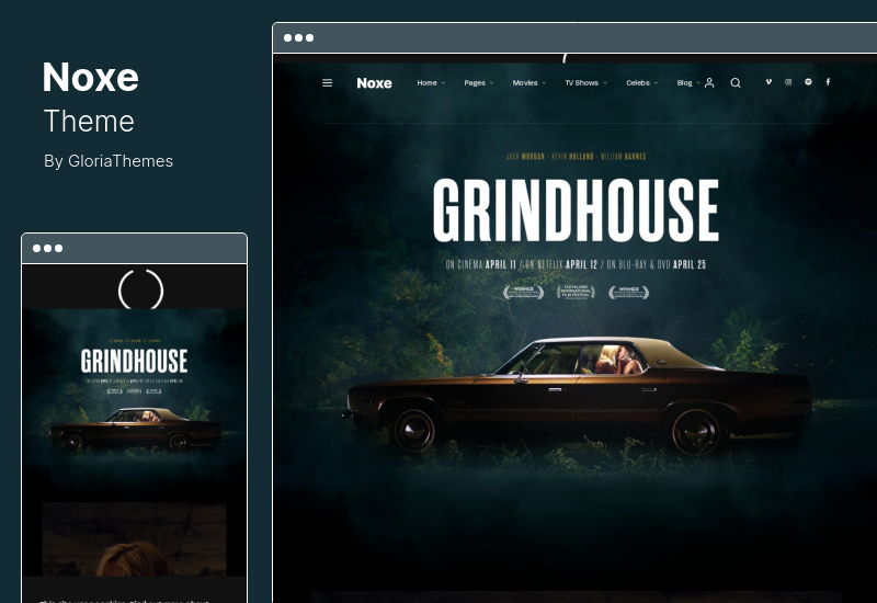 Noxe 테마 - 영화 스튜디오 및 영화 제작자 WordPress 테마
