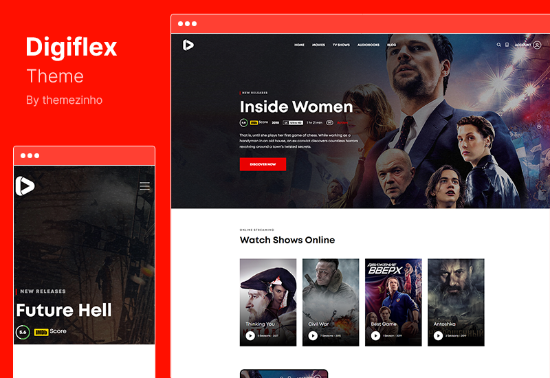 Digiflex 테마 - 온라인 영화 스트리밍 WordPress 테마