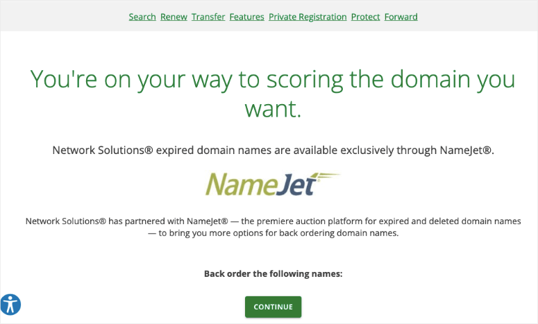 Redirecionamento NameJet