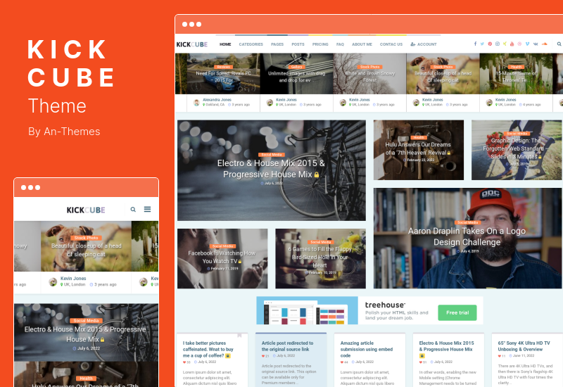 KICKCUBE Teması - Üyelik ve Kullanıcı İçeriği Paylaşımı WordPress Teması
