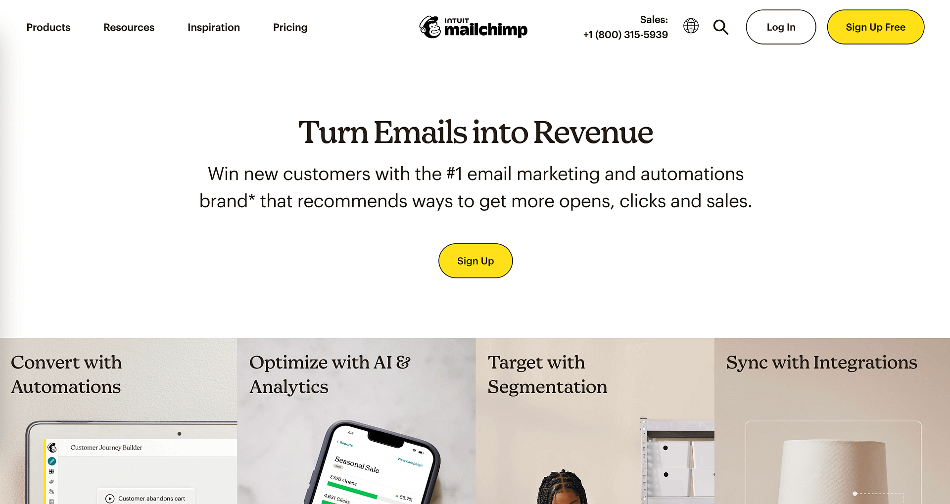 Mailchimp ana sayfası