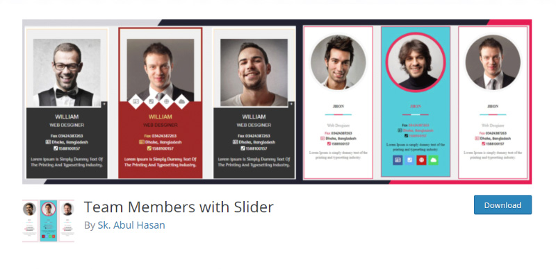 Team Members with Slider