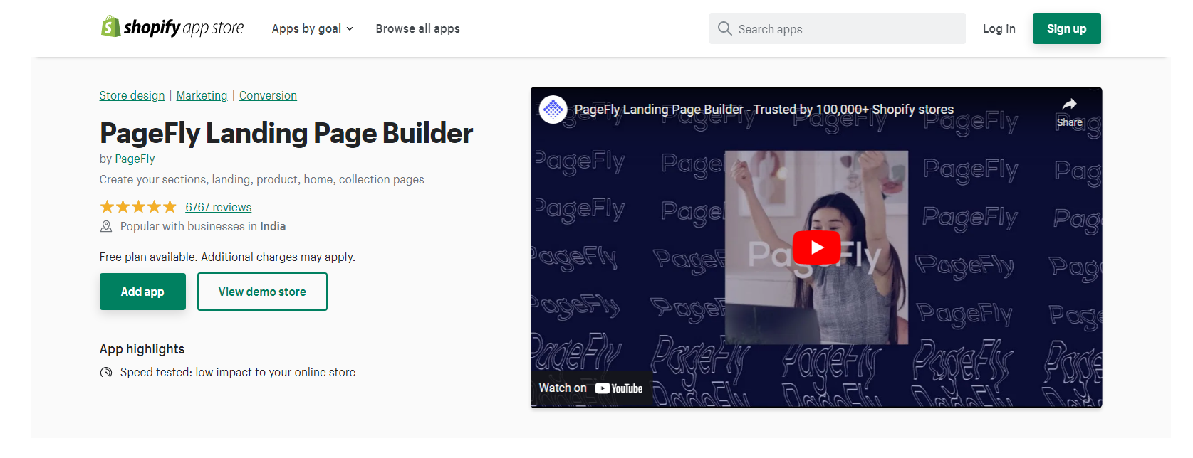 PageFly - Generatore di pagine di Shopify