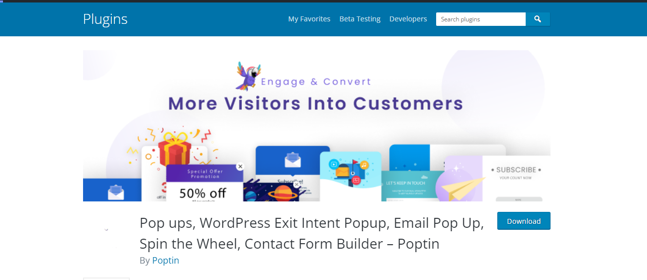 Poptin - plugins pop-up do WordPress