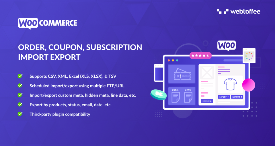 Commander le plugin d'importation d'exportation d'abonnement de coupon par WebToffee