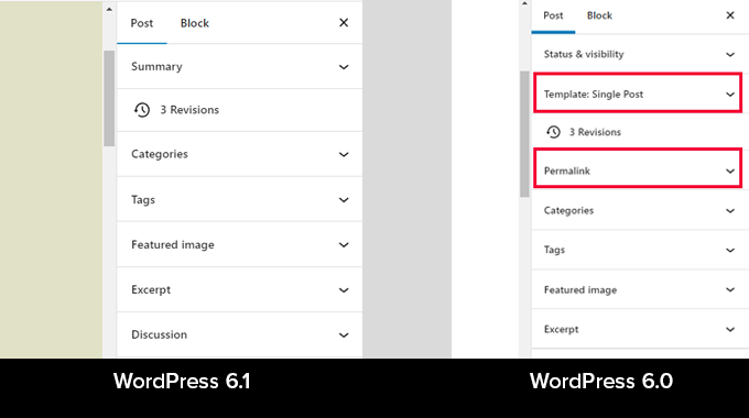 WordPress 6.1에서 누락된 패널