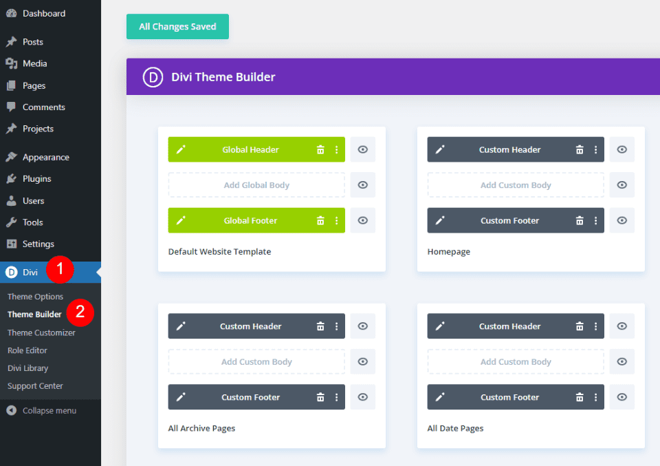 Divi Tema Oluşturucu'yu açın