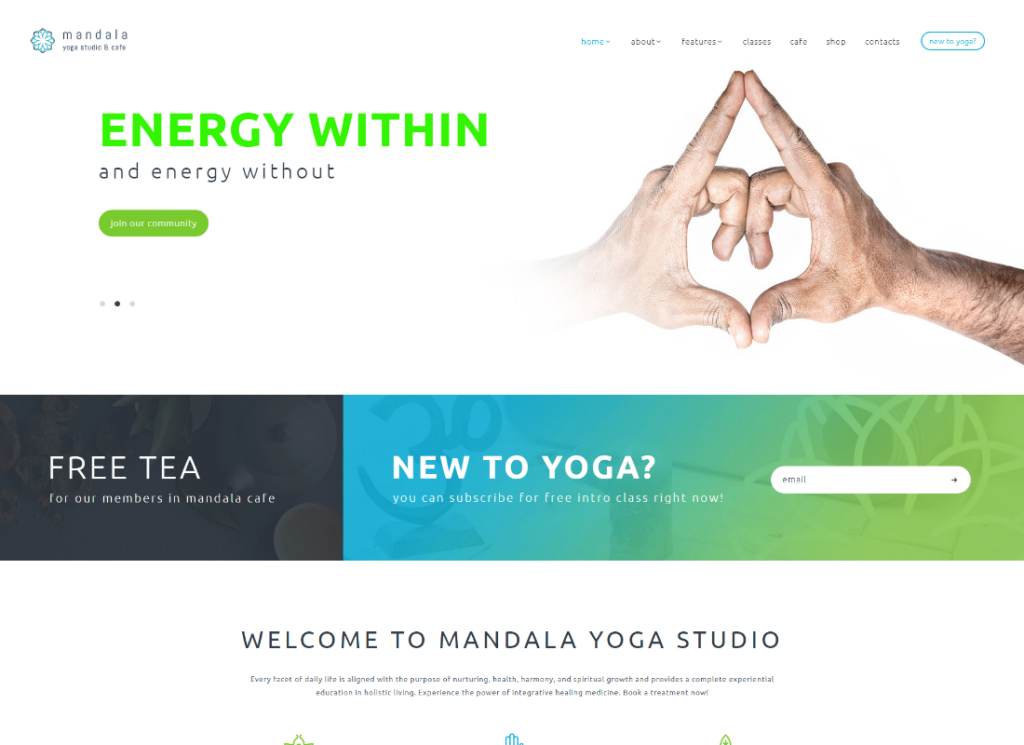 Mandala - Yoga Stüdyosu ve Sağlık Merkezi WordPress Teması