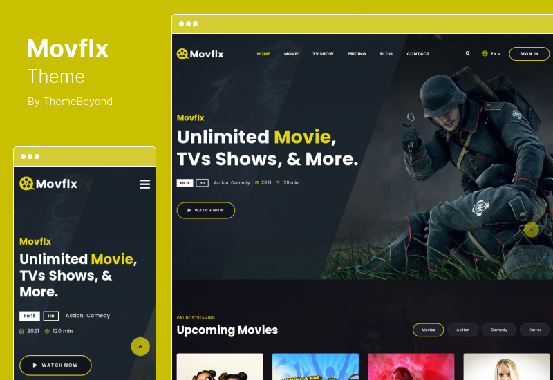 Movflx 테마 - 비디오 제작 및 영화 WordPress 테마