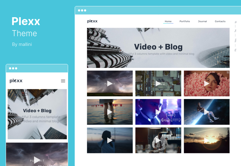 Plexx 테마 - 최고의 사진 및 비디오 포트폴리오 WordPress 테마