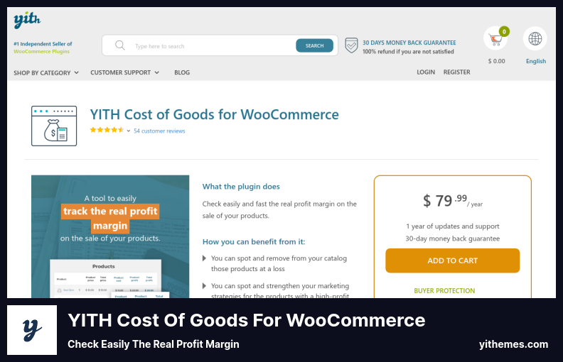 WooCommerce 插件的 YITH 商品成本 - 輕鬆檢查實際利潤率