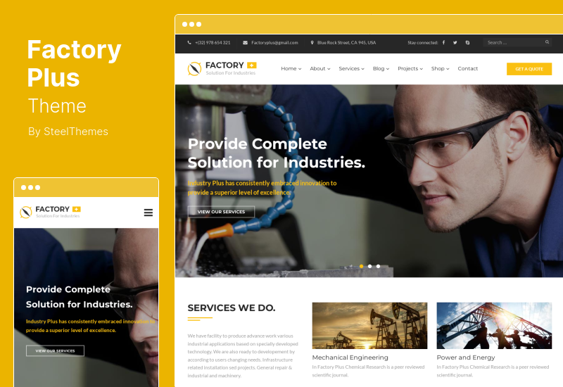 Factory Plus 테마 - 산업 및 건설 WordPress 테마