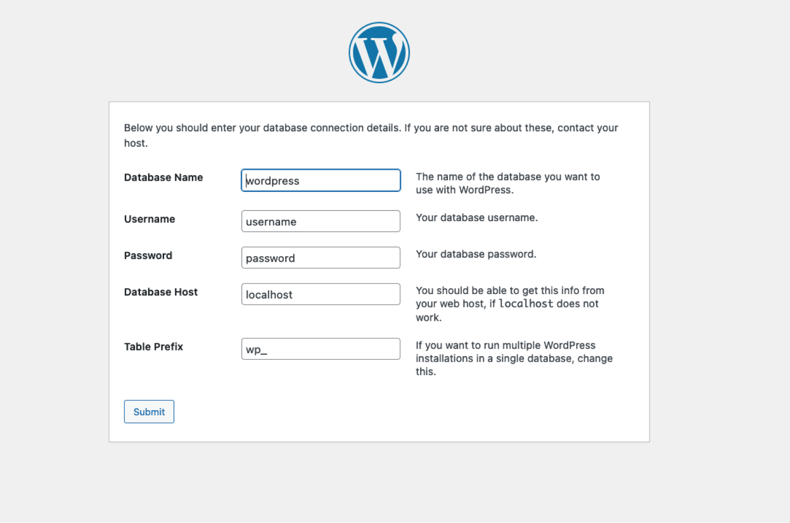 หน้าจอการตั้งค่า WordPress ที่ไม่ค่อยได้เห็น WordPress โหลดสิ่งนี้หากไม่พบไฟล์ปรับแต่ง ช่วยให้คุณตั้งค่าตัวเลือกการกำหนดค่าได้ด้วยตนเอง