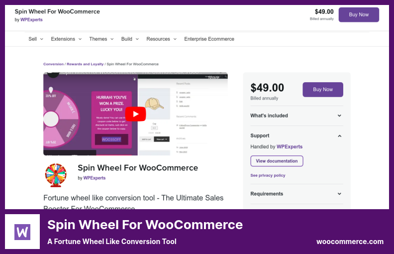 สปินวีลสำหรับปลั๊กอิน WooCommerce - เครื่องมือแปลงฟอร์จูนวีลไลค์